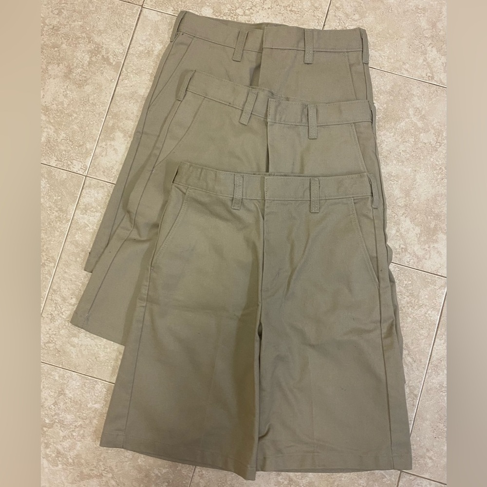3 pairs youth khaki uniform shorts